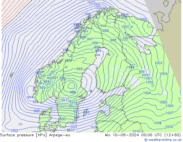 Bodendruck Arpege-eu Mo 10.06.2024 00 UTC
