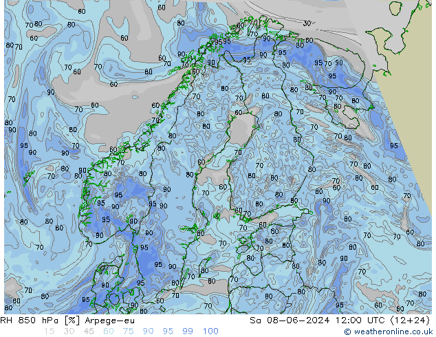 850 hPa Nispi Nem Arpege-eu Cts 08.06.2024 12 UTC