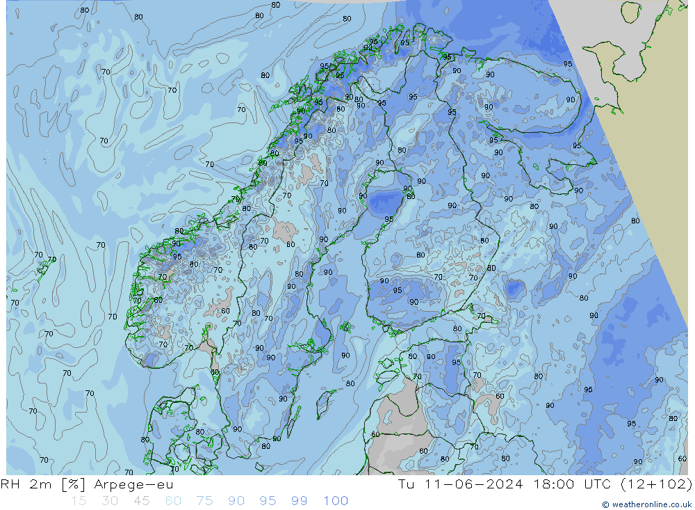 RH 2m Arpege-eu Ter 11.06.2024 18 UTC