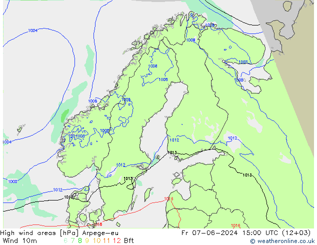 yüksek rüzgarlı alanlar Arpege-eu Cu 07.06.2024 15 UTC