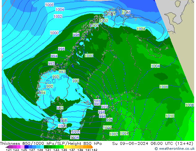 Thck 850-1000 hPa Arpege-eu dom 09.06.2024 06 UTC