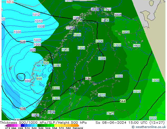 Thck 500-1000hPa Arpege-eu Sáb 08.06.2024 15 UTC