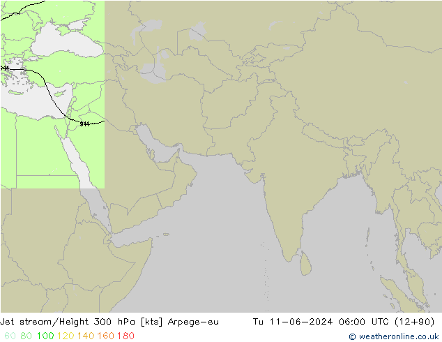 Jet stream Arpege-eu Ter 11.06.2024 06 UTC