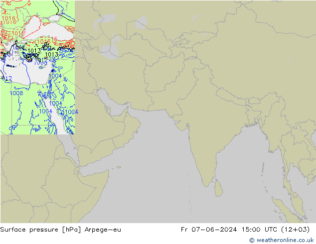 приземное давление Arpege-eu пт 07.06.2024 15 UTC