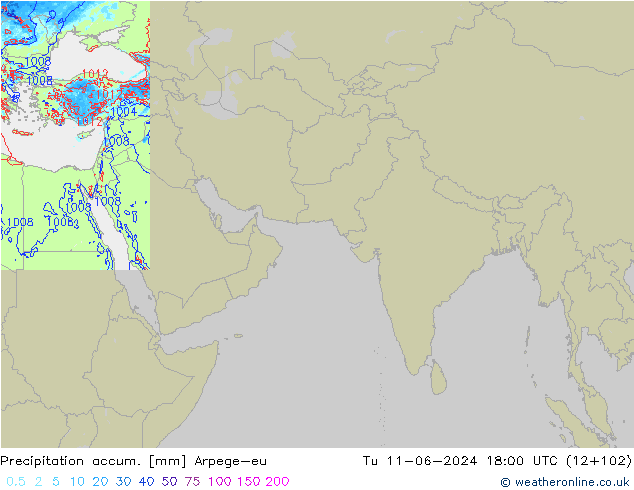 Precipitación acum. Arpege-eu mar 11.06.2024 18 UTC