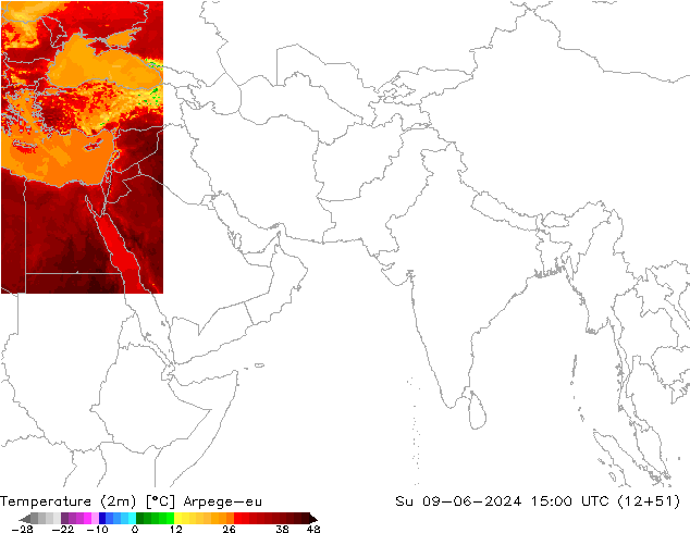 Temperature (2m) Arpege-eu Su 09.06.2024 15 UTC