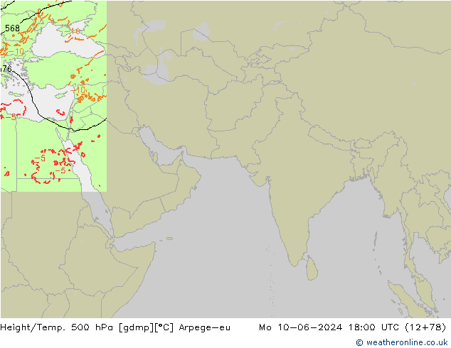 Yükseklik/Sıc. 500 hPa Arpege-eu Pzt 10.06.2024 18 UTC