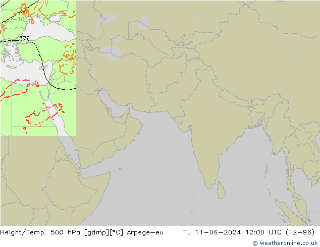 Height/Temp. 500 гПа Arpege-eu вт 11.06.2024 12 UTC