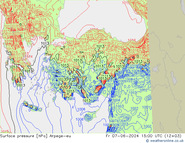 Surface pressure Arpege-eu Fr 07.06.2024 15 UTC