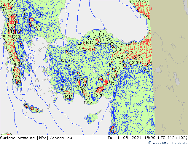 pression de l'air Arpege-eu mar 11.06.2024 18 UTC