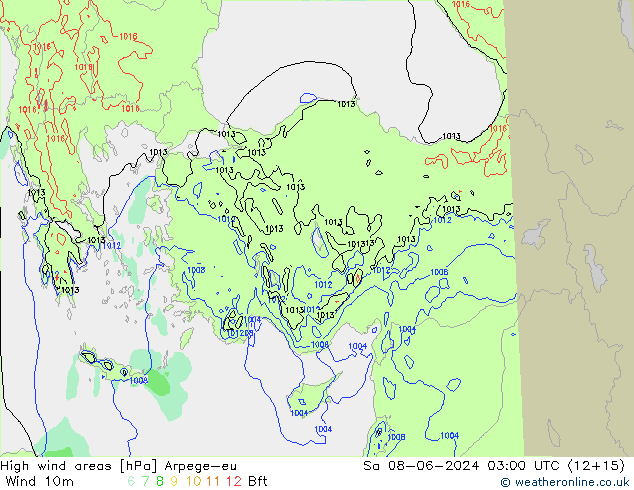 High wind areas Arpege-eu Sa 08.06.2024 03 UTC