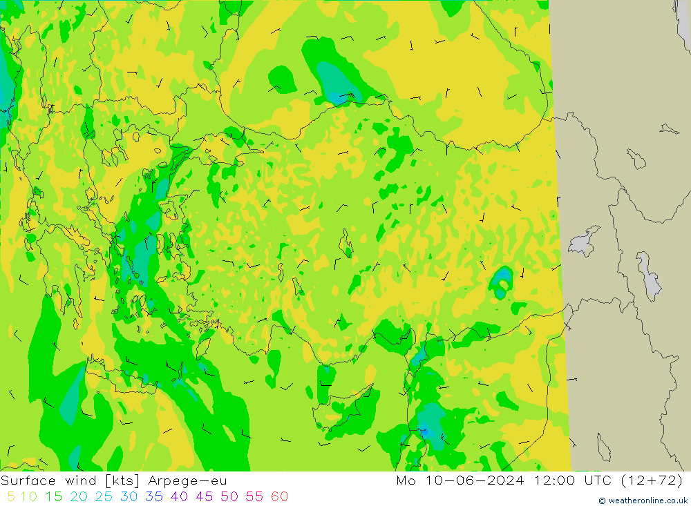 Vent 10 m Arpege-eu lun 10.06.2024 12 UTC