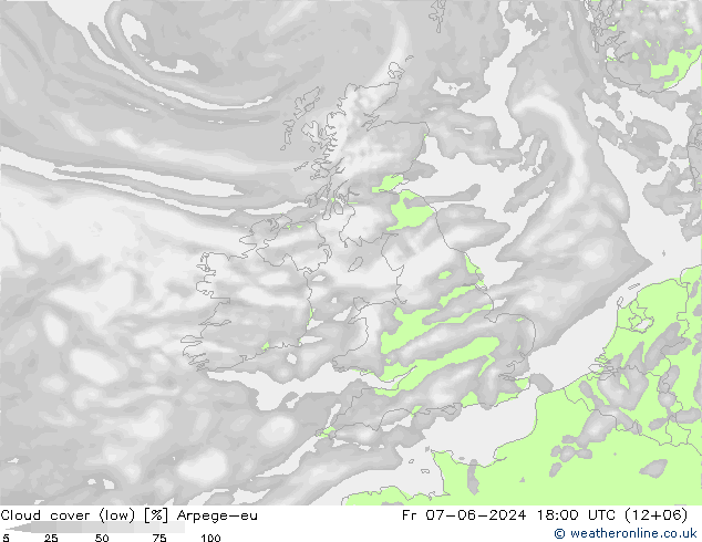 Bewolking (Laag) Arpege-eu vr 07.06.2024 18 UTC