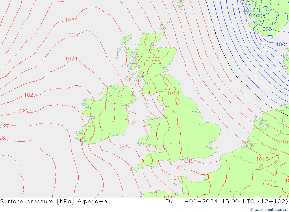 pression de l'air Arpege-eu mar 11.06.2024 18 UTC