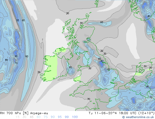 RV 700 hPa Arpege-eu di 11.06.2024 18 UTC