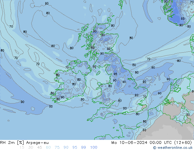 RH 2m Arpege-eu Mo 10.06.2024 00 UTC