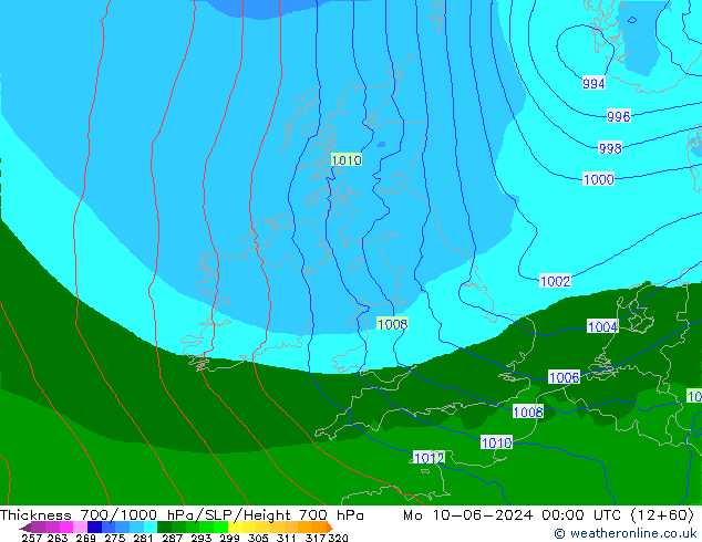 Thck 700-1000 hPa Arpege-eu Mo 10.06.2024 00 UTC