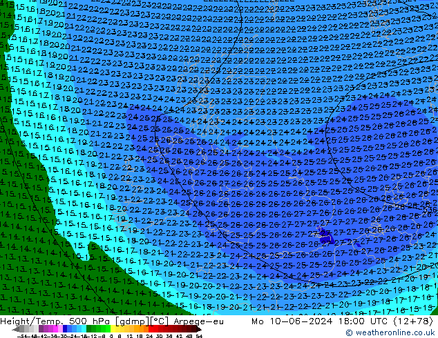 Hoogte/Temp. 500 hPa Arpege-eu ma 10.06.2024 18 UTC