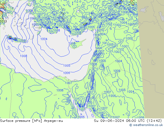 Bodendruck Arpege-eu So 09.06.2024 06 UTC