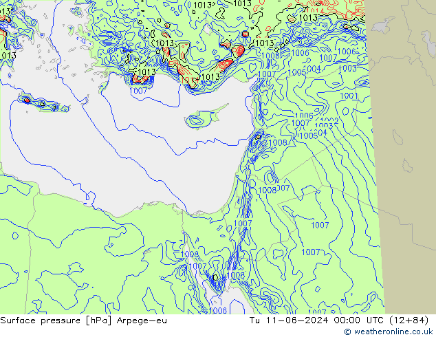 приземное давление Arpege-eu вт 11.06.2024 00 UTC