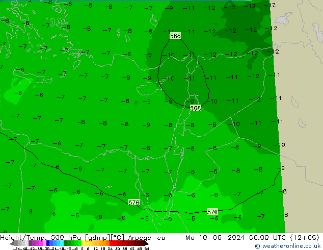 Hoogte/Temp. 500 hPa Arpege-eu ma 10.06.2024 06 UTC