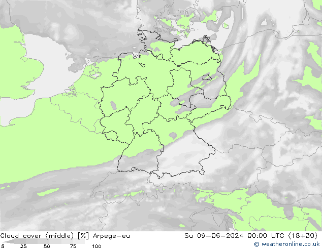 Bulutlar (orta) Arpege-eu Paz 09.06.2024 00 UTC