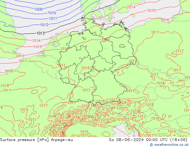 Yer basıncı Arpege-eu Cts 08.06.2024 00 UTC