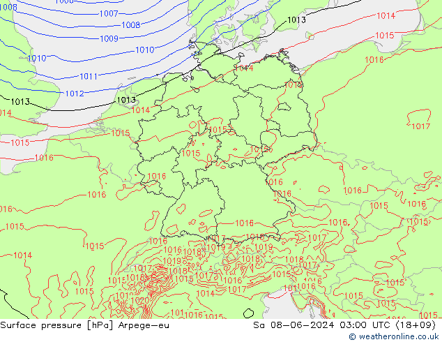 pressão do solo Arpege-eu Sáb 08.06.2024 03 UTC