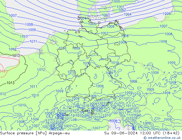 Bodendruck Arpege-eu So 09.06.2024 12 UTC