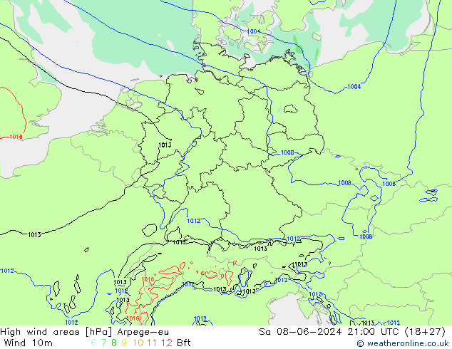 Izotacha Arpege-eu so. 08.06.2024 21 UTC