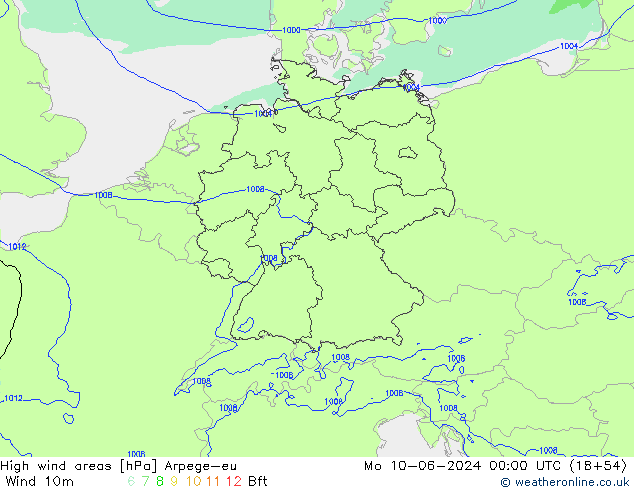 Windvelden Arpege-eu ma 10.06.2024 00 UTC