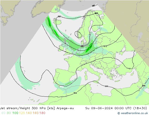 Corriente en chorro Arpege-eu dom 09.06.2024 00 UTC