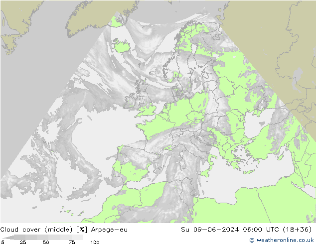 nuvens (médio) Arpege-eu Dom 09.06.2024 06 UTC