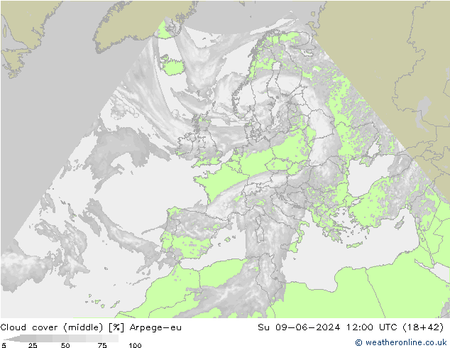 nuvens (médio) Arpege-eu Dom 09.06.2024 12 UTC