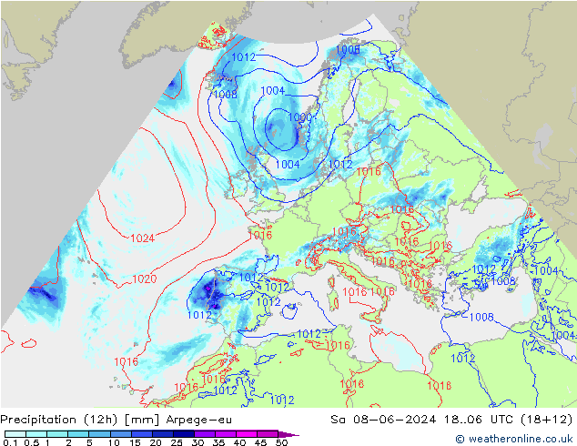 Nied. akkumuliert (12Std) Arpege-eu Sa 08.06.2024 06 UTC