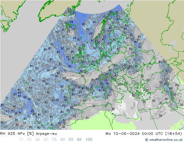 RV 925 hPa Arpege-eu ma 10.06.2024 00 UTC