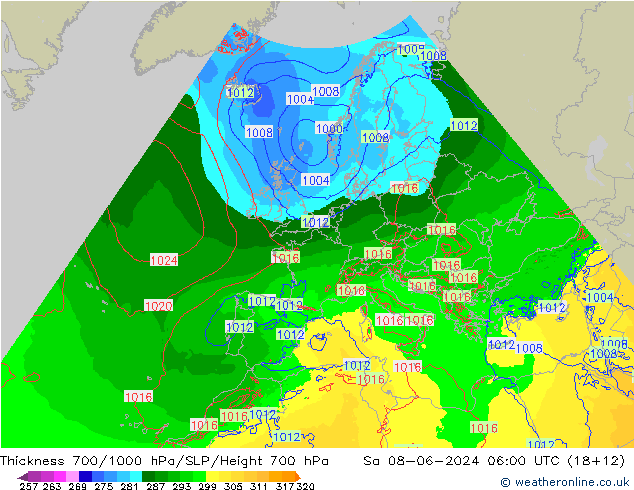 700-1000 hPa Kalınlığı Arpege-eu Cts 08.06.2024 06 UTC