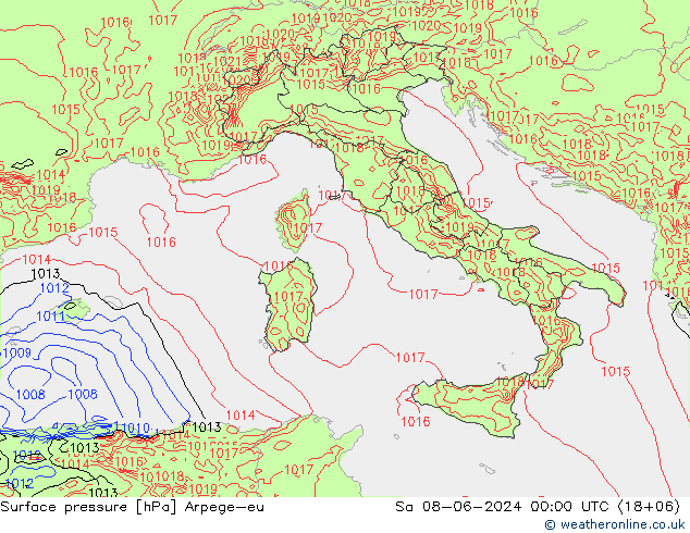 Yer basıncı Arpege-eu Cts 08.06.2024 00 UTC