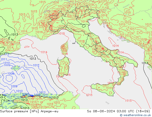Yer basıncı Arpege-eu Cts 08.06.2024 03 UTC