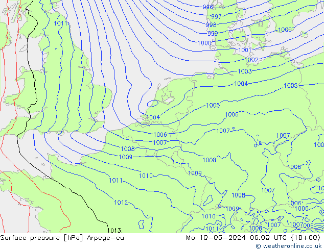 Bodendruck Arpege-eu Mo 10.06.2024 06 UTC