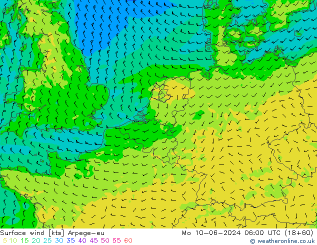 Bodenwind Arpege-eu Mo 10.06.2024 06 UTC