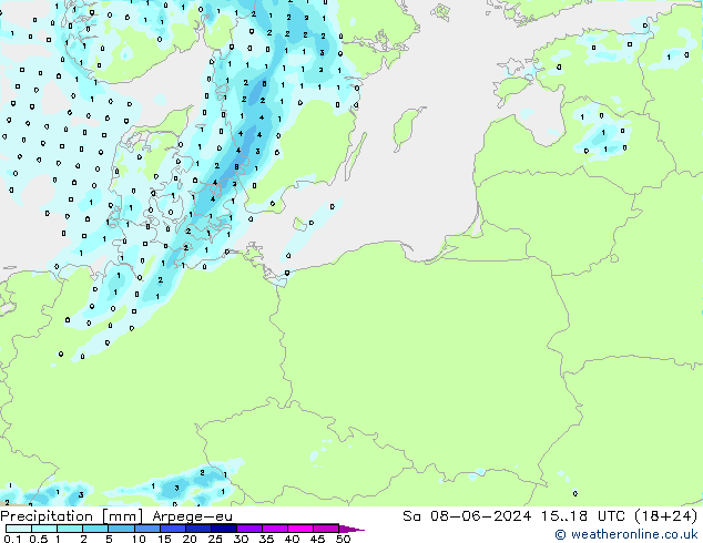 Precipitation Arpege-eu Sa 08.06.2024 18 UTC