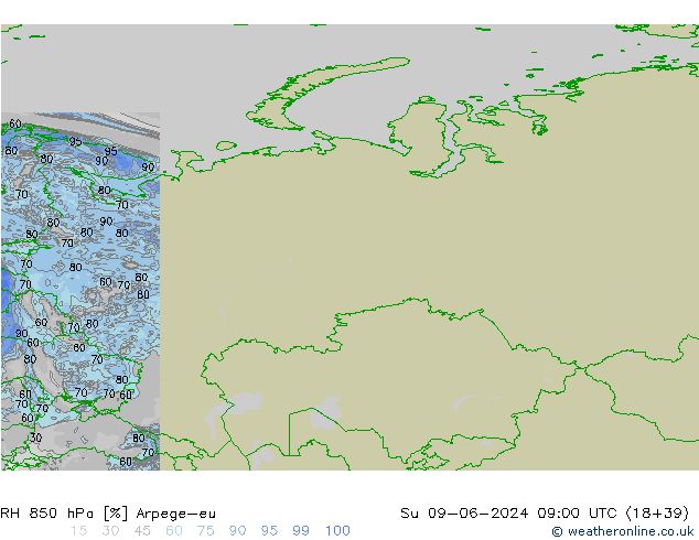 850 hPa Nispi Nem Arpege-eu Paz 09.06.2024 09 UTC