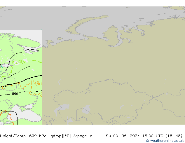 Géop./Temp. 500 hPa Arpege-eu dim 09.06.2024 15 UTC