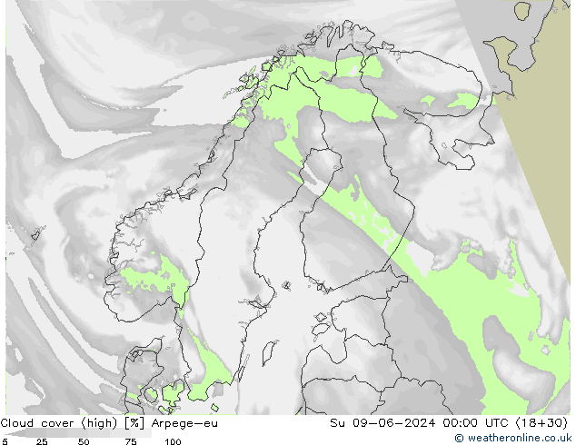 Wolken (hohe) Arpege-eu So 09.06.2024 00 UTC