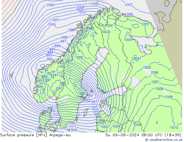 pression de l'air Arpege-eu dim 09.06.2024 06 UTC