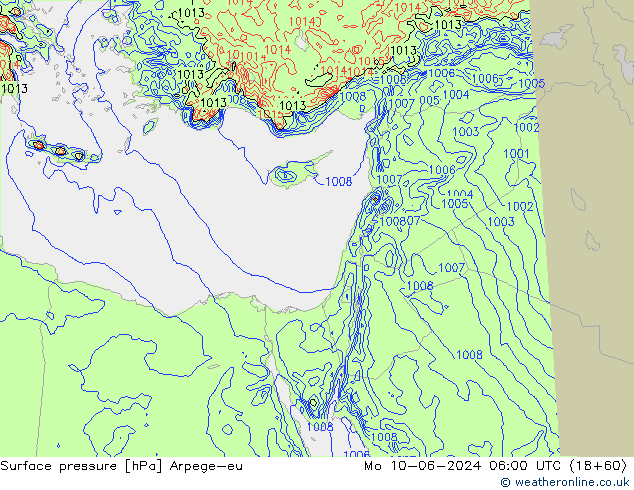 Atmosférický tlak Arpege-eu Po 10.06.2024 06 UTC