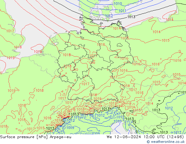приземное давление Arpege-eu ср 12.06.2024 12 UTC