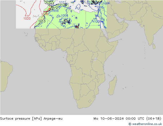 pressão do solo Arpege-eu Seg 10.06.2024 00 UTC