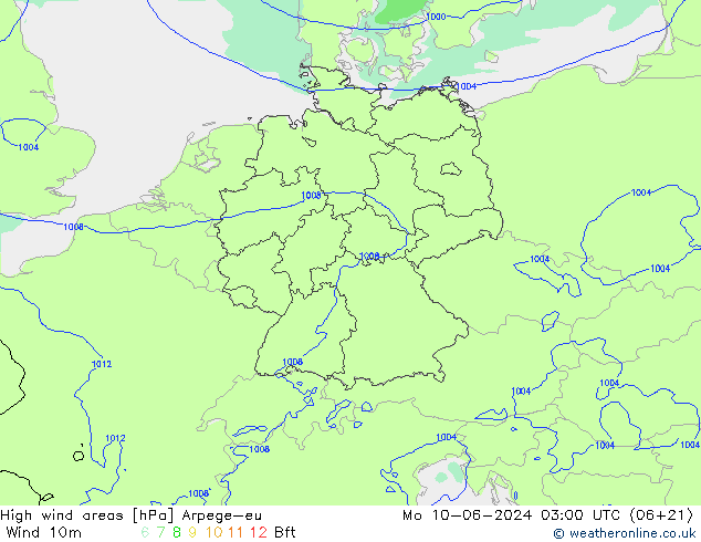 High wind areas Arpege-eu Seg 10.06.2024 03 UTC